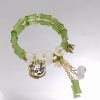 Elegant Bamboo-Inspired Panda Charm Bracelets – Double Strand Green & White Beaded Jewelry