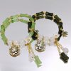 Elegant Bamboo-Inspired Panda Charm Bracelets – Double Strand Green & White Beaded Jewelry