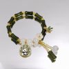 Elegant Bamboo-Inspired Panda Charm Bracelets – Double Strand Green & White Beaded Jewelry