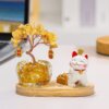 Citrine Money Tree & Beckoning Lucky Cat Set