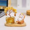 Citrine Money Tree & Beckoning Lucky Cat Set